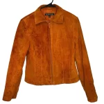 2000s Vintage Orange Women 100% Leather Jacket - Image 3