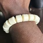 ￼ 2 Traditional Unisex African Nigerian Artificial Beige Coral Bead Bracelet - Image 4