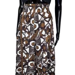 African Print Brown & White Tribal Mud Cloth Print Women Bell Gaucho Pants - Image 3