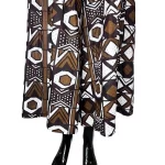 African Print Brown & White Tribal Mud Cloth Print Women Bell Gaucho Pants - Image 5