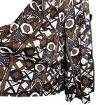 African Print Brown & White Tribal Mud Cloth Print Women Bell Gaucho Pants - Image 6