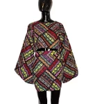 2 Piece African Print Women Multicolor Bell Sleeve Crop Top Blouse & Short Skirt