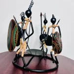 Vintage African Kenyan Warriors Metal Candleholder