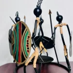 Vintage African Kenyan Warriors Metal Candleholder - Image 2