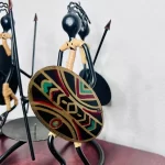Vintage African Kenyan Warriors Metal Candleholder - Image 3