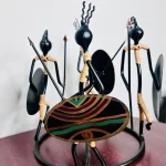 Vintage African Kenyan Warriors Metal Candleholder - Image 4