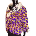 African Print Women Multicolored P Coat Style Blouse w/ Mud-cloth Detail - Image 3