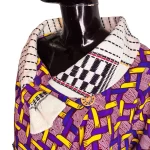 African Print Women Multicolored P Coat Style Blouse w/ Mud-cloth Detail - Image 4