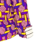 African Print Women Multicolored P Coat Style Blouse w/ Mud-cloth Detail - Image 5