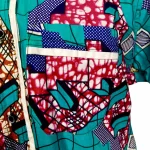 Turquoise African Print Collar Shirt w/ Multicolored Designs - Image 4