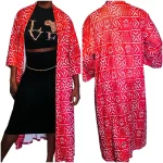 African Tribal, Print, Red And White Women Long Duster