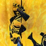 Orange, Yellow & Black African Tribal Mask Prints Women Duster/Cardigan ￼ - Image 4