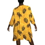 Orange, Yellow & Black African Tribal Mask Prints Women Duster/Cardigan ￼ - Image 6