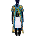 Ghana Print Africa Multicolor Short Sleeve Blazer/ Blouse - Image 2