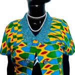 Ghana Print Africa Multicolor Short Sleeve Blazer/ Blouse - Image 4