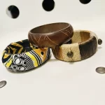 3 Handmade Multicolor African Designs Women Bangles/ Bracelets - Image 2