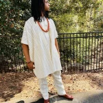 African Nigerian Beige Men Agbada/ Caftan Shirt & Pants Outfit