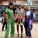 Green Two Piece Women, African Print Blouse & Flair Pants ￼ - Image 4