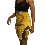 African Ankh Symbol Women Brown Stretchy Fitted Skirt - Image 2
