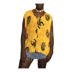 Yellow/Orange African Mask Prints Plus Size Blouse