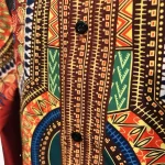 African Maroon Men Long Sleeve Button Up Dashiki Top w/ Black Chest Detail - Image 5