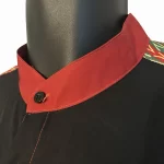 African Maroon Men Long Sleeve Button Up Dashiki Top w/ Black Chest Detail - Image 7