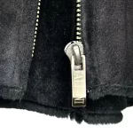 Vintage 100% Leather Black Jacket w/ Fur Interior & Collar - Image 5