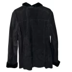 Vintage 100% Leather Black Jacket w/ Fur Interior & Collar - Image 8