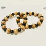 2 Brown & Black African Round Beaded Stretchy Unisex Bracelet - Image 3