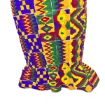 African Ghana Kente Print Women Multicolored Shirred Fitted Dress - Image 4