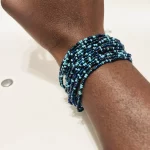 Blue Beaded Women African Tanzanian Bracelet