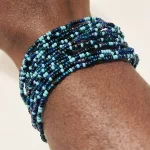 Blue Beaded Women African Tanzanian Bracelet - Image 2