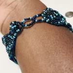 Blue Beaded Women African Tanzanian Bracelet - Image 3