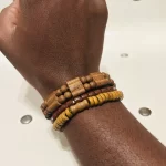 3 African Unisex Brown Beaded Bracelets