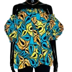 Turquoise & Multicolor Print Off The Shoulder Loose Fits Blouse ￼ - Image 3