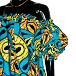 Turquoise & Multicolor Print Off The Shoulder Loose Fits Blouse ￼ - Image 4