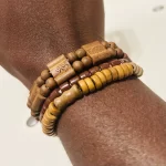 3 African Unisex Brown Beaded Bracelets - Image 3