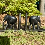 African Tanzanian Black 2 Pair Wooden Elephant Book Stoppers - Image 4