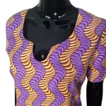 Orange and Purple Ankara Print Women Long Flare Blouse - Image 3