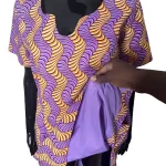 Orange and Purple Ankara Print Women Long Flare Blouse - Image 5