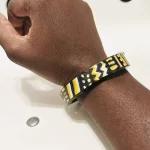 Hand Painted Black, Yellow, & White Tribal Design Women Wooden Bracelet