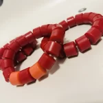 ￼ 3 Traditional Unisex African Nigerian Artificial Rose Red Coral Bead Bracelet