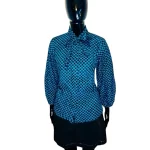 Teal Women African Print Bowtie Long Sleeve Blouse/Shirt - Image 2