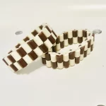 1 Traditional Unisex Brown & Ivory Flat African Artificial Coral Bead Bracelet