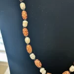 Tribal Design Women Pearl & Wood Ivory, Black, & Brown Beaded Necklace - Image 4