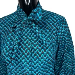 Teal Women African Print Bowtie Long Sleeve Blouse/Shirt - Image 3
