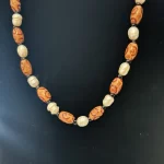 Tribal Design Women Pearl & Wood Ivory, Black, & Brown Beaded Necklace - Image 5