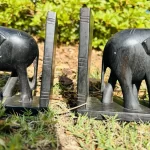 African Tanzanian Black 2 Pair Wooden Elephant Book Stoppers - Image 5