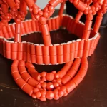 ￼ Traditional Women African Nigerian Artificial Orange Coral Beads Crown - Image 5