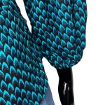 Teal Women African Print Bowtie Long Sleeve Blouse/Shirt - Image 4